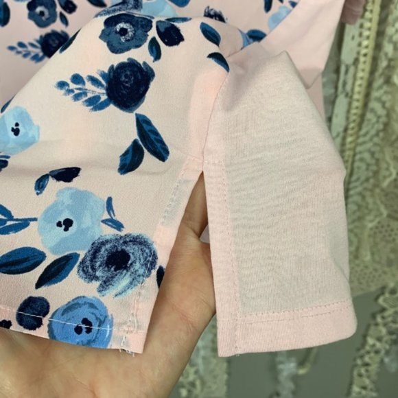 Lane Bryant Pink Blue Floral Mixed Fabric Top - Picture 8 of 8